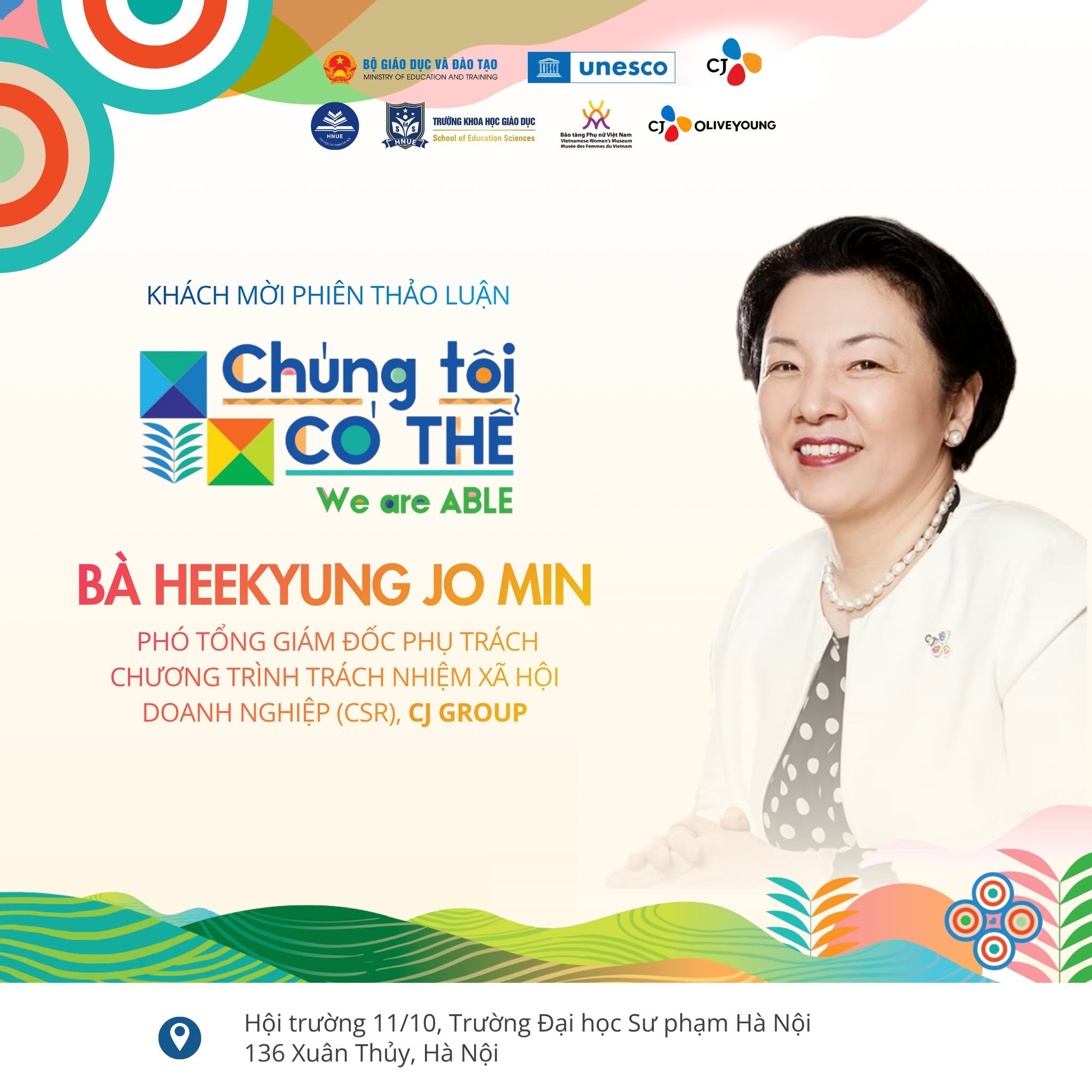 Bà Heekyung Jo Min – Phó Tổng Giám đốc phụ trách Chương trình Trách nhiệm Xã hội Doanh nghiệp (CSR) của CJ Group toàn cầu.
