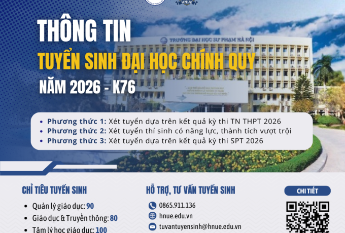 THÔNG TIN TUYỂN SINH TRÌNH ĐỘ ĐẠI HỌC HỆ CHÍNH QUY 2026