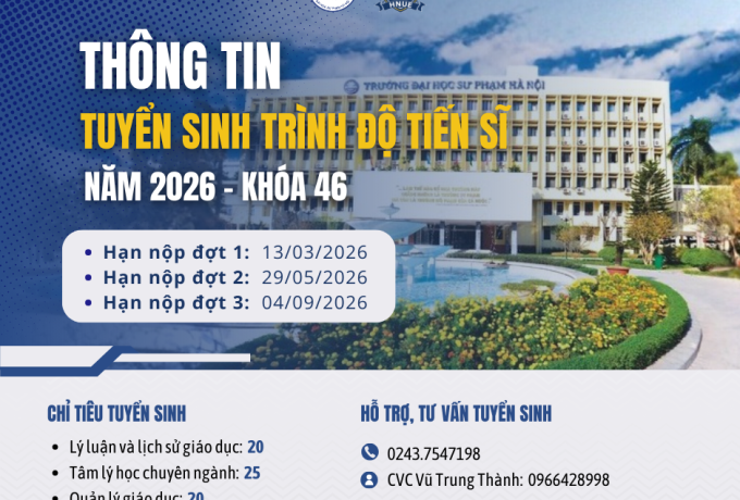 THÔNG TIN TUYỂN SINH TRÌNH ĐỘ TIẾN SĨ 2026